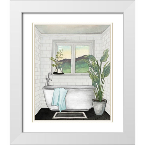 Modern Black and White Bath I White Modern Wood Framed Art Print with Double Matting by Medley, Elizabeth
