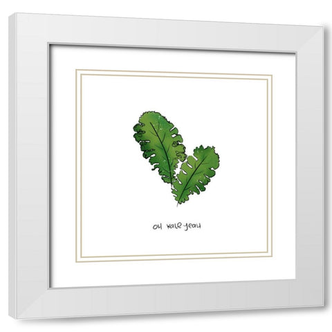 Oh Kale Yeah White Modern Wood Framed Art Print with Double Matting by Quach, Anna