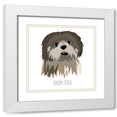 Shih Tzu White Modern Wood Framed Art Print with Double Matting by Torres, Melanie