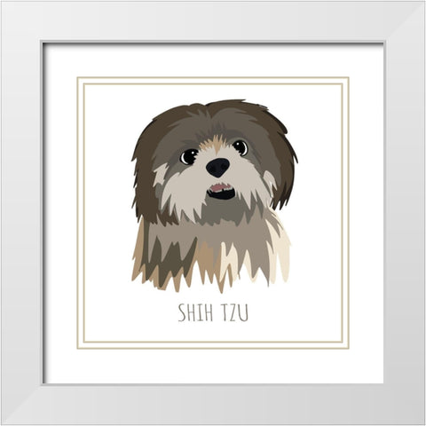 Shih Tzu White Modern Wood Framed Art Print with Double Matting by Torres, Melanie