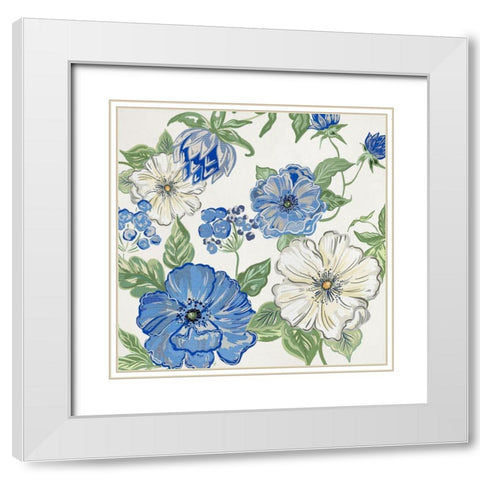 Italian Floral Theme II White Modern Wood Framed Art Print with Double Matting by Del Sol, Ani