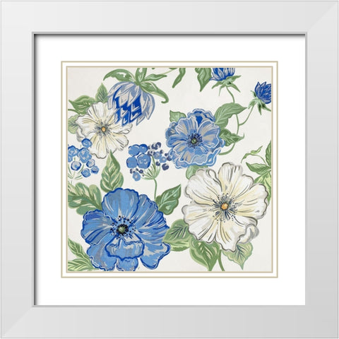 Italian Floral Theme II White Modern Wood Framed Art Print with Double Matting by Del Sol, Ani