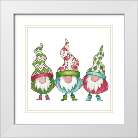 Tropical Gnomes White Modern Wood Framed Art Print with Double Matting by Medley, Elizabeth