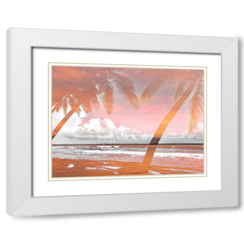Two Palms White Modern Wood Framed Art Print with Double Matting by Acosta
