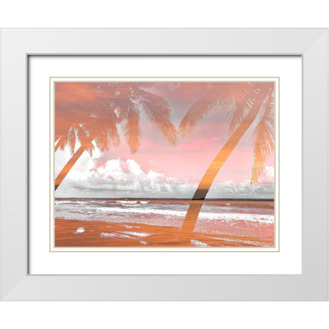 Two Palms White Modern Wood Framed Art Print with Double Matting by Acosta