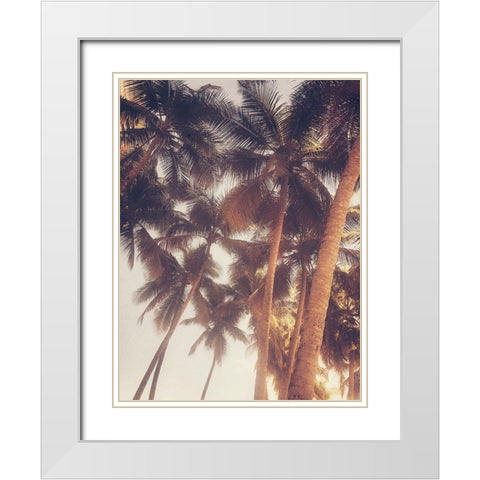 Vintage Palms White Modern Wood Framed Art Print with Double Matting by Acosta