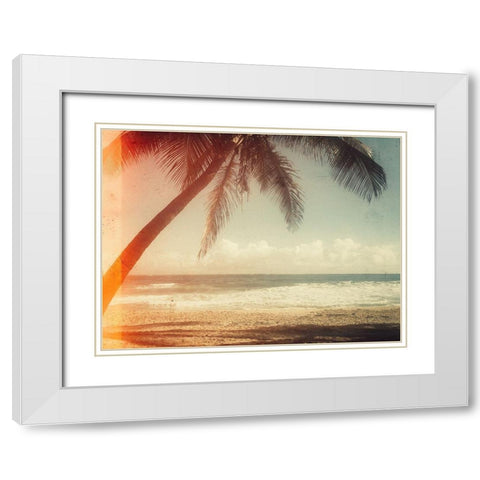 Single Palm White Modern Wood Framed Art Print with Double Matting by Acosta