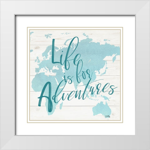 Adventure Map I White Modern Wood Framed Art Print with Double Matting by Medley, Elizabeth