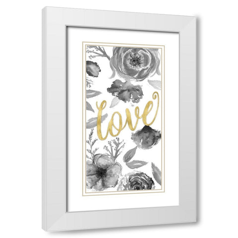 Love Floral White Modern Wood Framed Art Print with Double Matting by Medley, Elizabeth