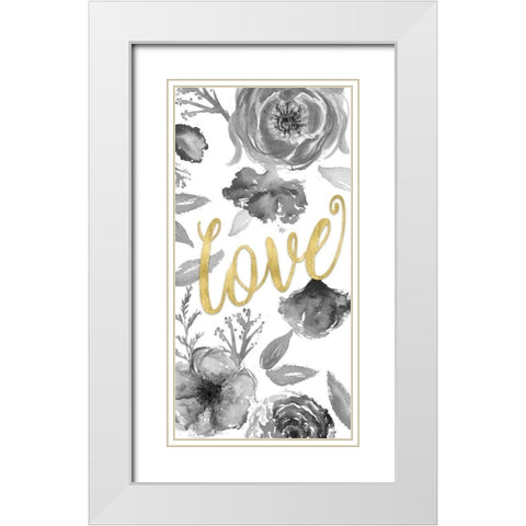Love Floral White Modern Wood Framed Art Print with Double Matting by Medley, Elizabeth