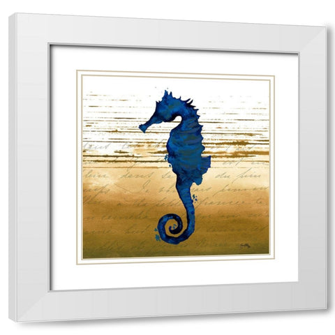 Coastal Blue III White Modern Wood Framed Art Print with Double Matting by Medley, Elizabeth