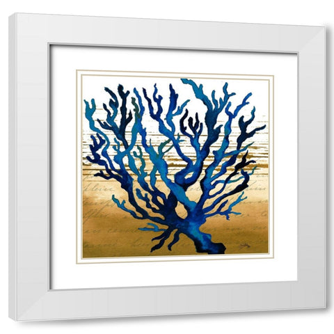 Coastal Blue I White Modern Wood Framed Art Print with Double Matting by Medley, Elizabeth