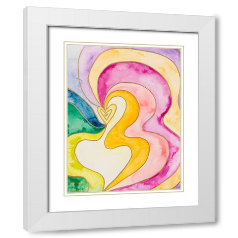 Rainbow Love White Modern Wood Framed Art Print with Double Matting by James, Nola