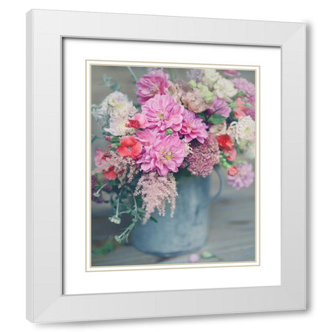 Spring Floral Arrangements White Modern Wood Framed Art Print with Double Matting by Jane, Sarah
