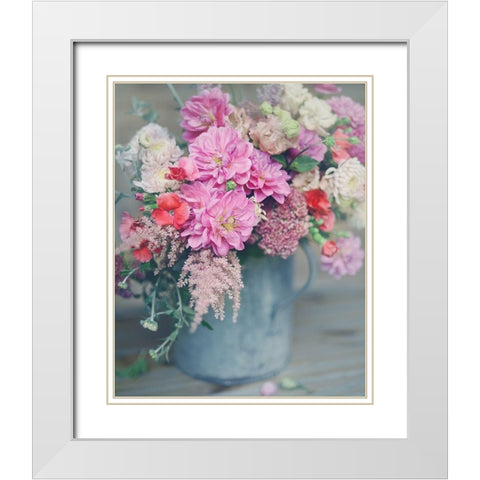 Spring Floral Arrangements White Modern Wood Framed Art Print with Double Matting by Jane, Sarah