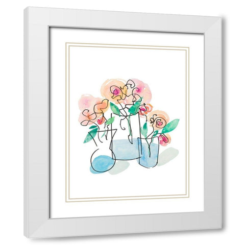 Trois Vases White Modern Wood Framed Art Print with Double Matting by James, Nola