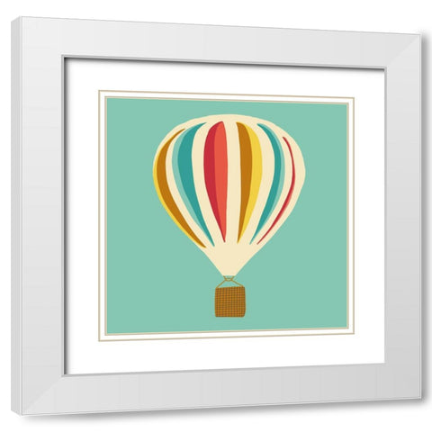 Hot Air Balloon II White Modern Wood Framed Art Print with Double Matting by Bucheli, Jen