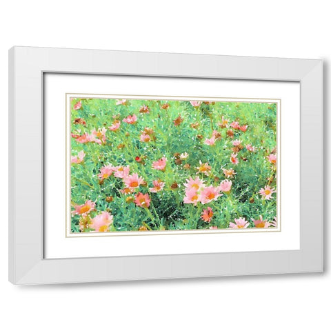 Daisy Field II White Modern Wood Framed Art Print with Double Matting by Navas, Emily