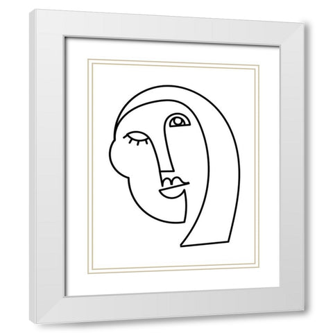 Linear Character II White Modern Wood Framed Art Print with Double Matting by Mosher, Deidre