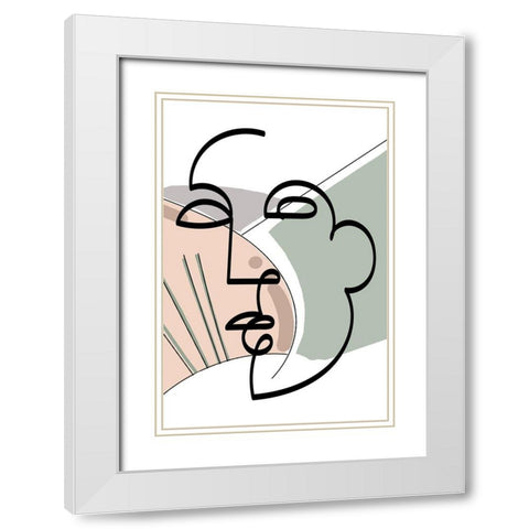 Mid-Century Line Figure Woman I White Modern Wood Framed Art Print with Double Matting by Mosher, Deidre