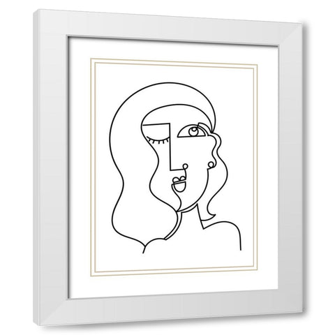 Loopy Line Lady II White Modern Wood Framed Art Print with Double Matting by Mosher, Deidre