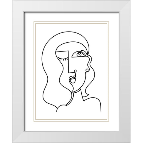 Loopy Line Lady II White Modern Wood Framed Art Print with Double Matting by Mosher, Deidre