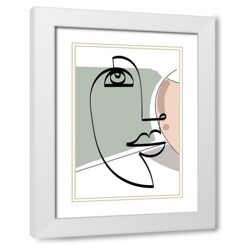 Mid-Century Line Figure Woman II White Modern Wood Framed Art Print with Double Matting by Mosher, Deidre