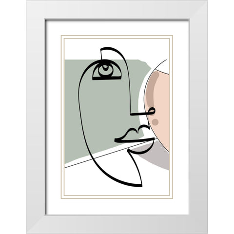 Mid-Century Line Figure Woman II White Modern Wood Framed Art Print with Double Matting by Mosher, Deidre