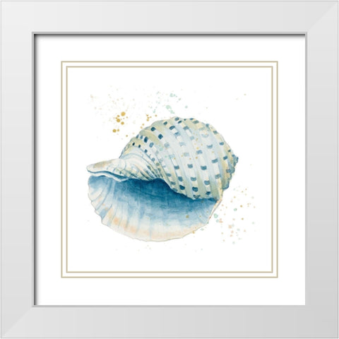 Caracol Azul Square White Modern Wood Framed Art Print with Double Matting by Pinto, Patricia