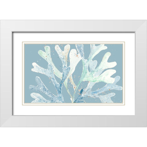 Ocean Coral On Blue White Modern Wood Framed Art Print with Double Matting by Pinto, Patricia