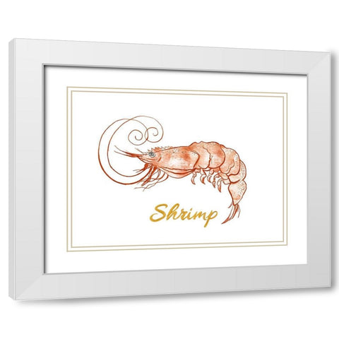 Shrimp White Modern Wood Framed Art Print with Double Matting by Pinto, Patricia