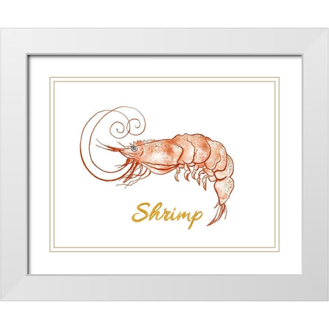 Shrimp White Modern Wood Framed Art Print with Double Matting by Pinto, Patricia