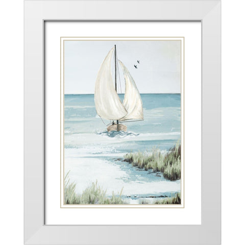 Smooth Sailing White Modern Wood Framed Art Print with Double Matting by Pinto, Patricia