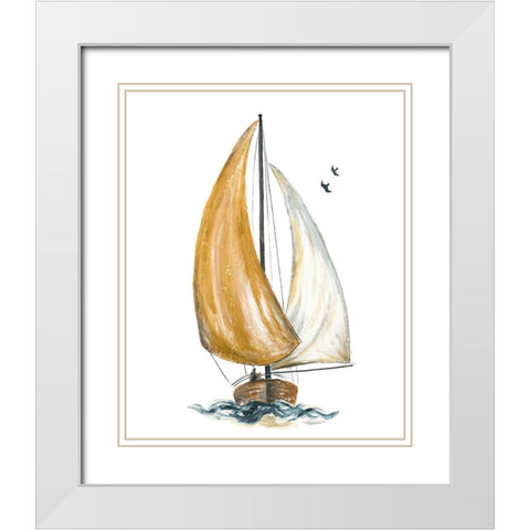Gold Sail I White Modern Wood Framed Art Print with Double Matting by Pinto, Patricia