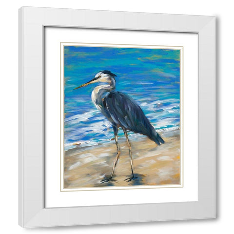 Beach Bird II White Modern Wood Framed Art Print with Double Matting by DeRice, Julie