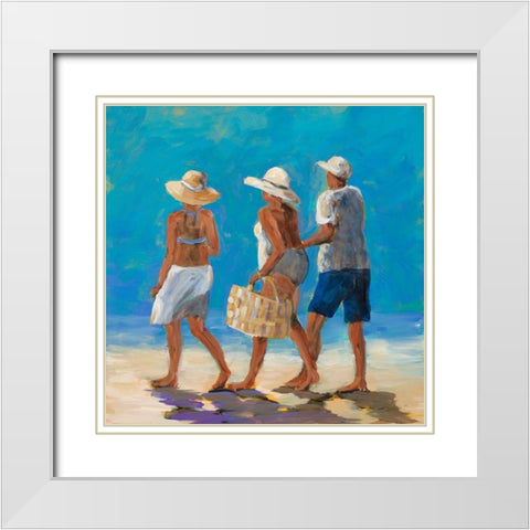 Beach Buddies White Modern Wood Framed Art Print with Double Matting by DeRice, Julie
