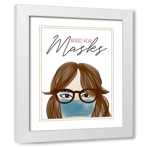 Heroes Wear Masks White Modern Wood Framed Art Print with Double Matting by Quach, Anna
