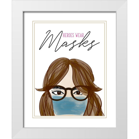 Heroes Wear Masks White Modern Wood Framed Art Print with Double Matting by Quach, Anna