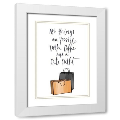 Shopping Bags White Modern Wood Framed Art Print with Double Matting by Quach, Anna