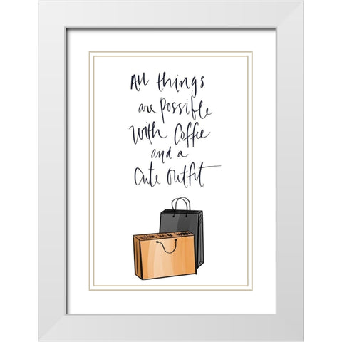Shopping Bags White Modern Wood Framed Art Print with Double Matting by Quach, Anna