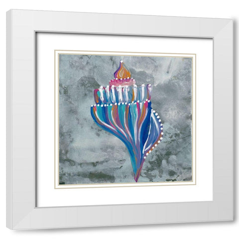Dotted Shell on Gray I White Modern Wood Framed Art Print with Double Matting by Ritter, Gina