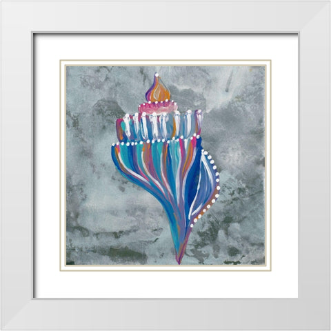 Dotted Shell on Gray I White Modern Wood Framed Art Print with Double Matting by Ritter, Gina