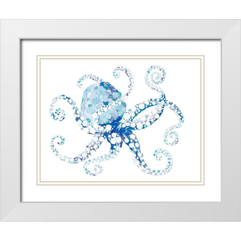 Azul Dotted Octopus I White Modern Wood Framed Art Print with Double Matting by Ritter, Gina