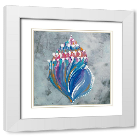 Dotted Shell on Gray II White Modern Wood Framed Art Print with Double Matting by Ritter, Gina