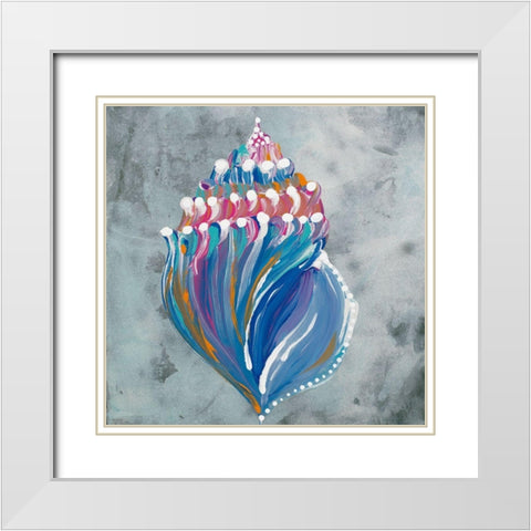 Dotted Shell on Gray II White Modern Wood Framed Art Print with Double Matting by Ritter, Gina