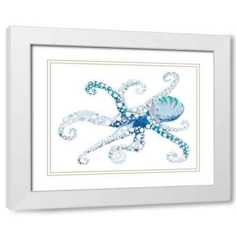 Azul Dotted Octopus II White Modern Wood Framed Art Print with Double Matting by Ritter, Gina