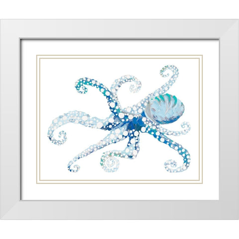 Azul Dotted Octopus II White Modern Wood Framed Art Print with Double Matting by Ritter, Gina