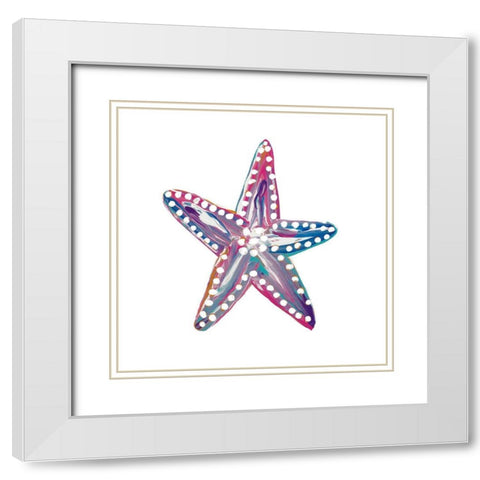 Dotted Starfish I White Modern Wood Framed Art Print with Double Matting by Ritter, Gina