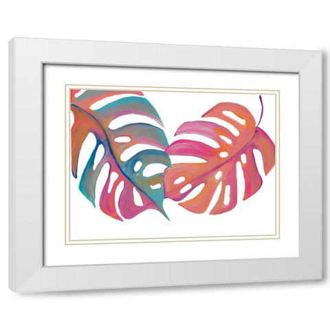 Colorful Palm Leaves III White Modern Wood Framed Art Print with Double Matting by Ritter, Gina