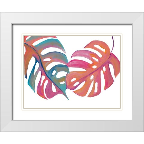Colorful Palm Leaves III White Modern Wood Framed Art Print with Double Matting by Ritter, Gina